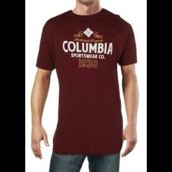 Columbia Men’s Crew Neck Rich Wine Shirt Medium - Picture 1 of 3